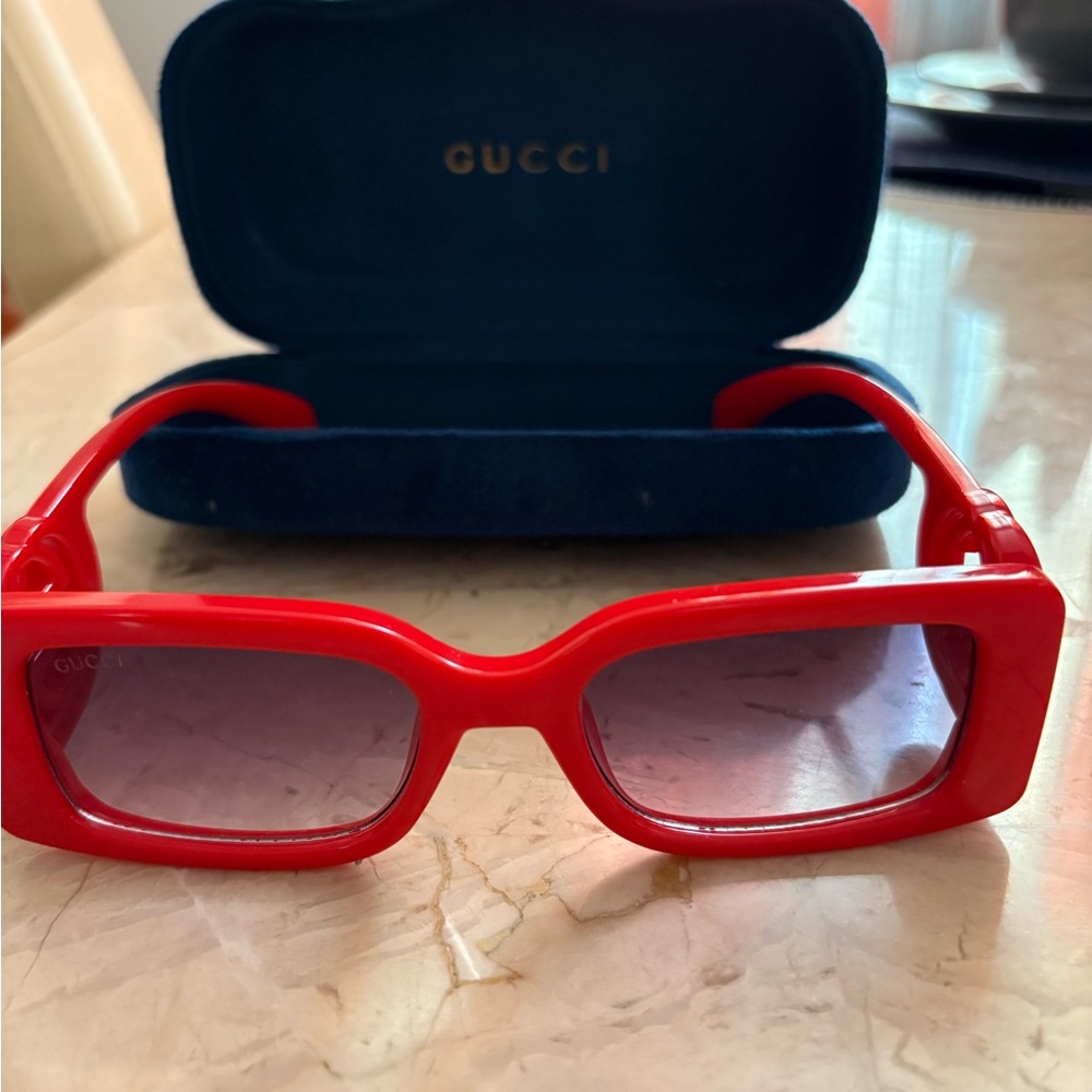 Gucci Bold Red Rectangular Sunglasses